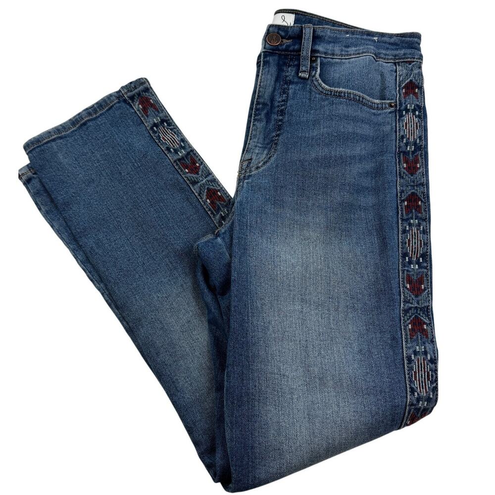 Sam Edelman Embroidered Aztec Boho Southwestern High Rise Jeans Women's Size 28
